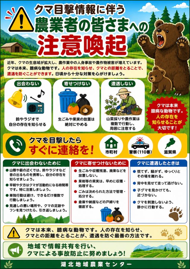 クマ目撃情報に伴う注意喚起